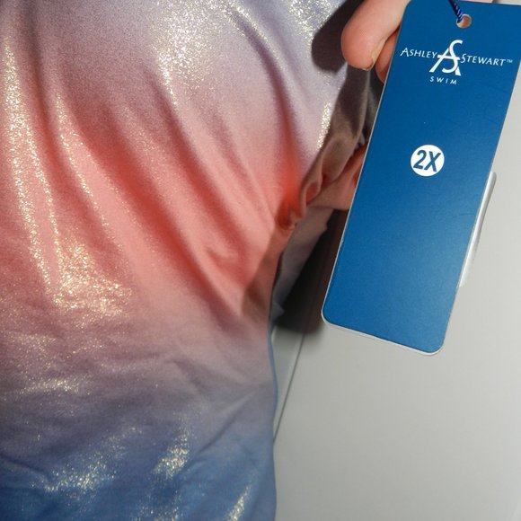 Ashley Stuart Women's Plus 2XL Shiny One Piece Swimsuit Purple/Pink🆕Fast💨⚡🚚 - Picture 8 of 12